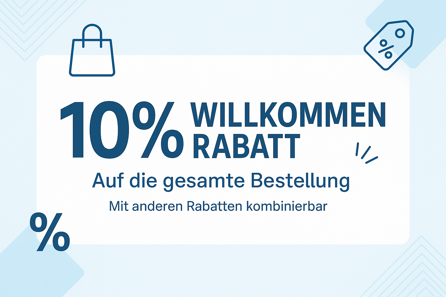 10% Willkommen rabatt auf die gesamte Bestellung mit anderen rabatte kombiniert