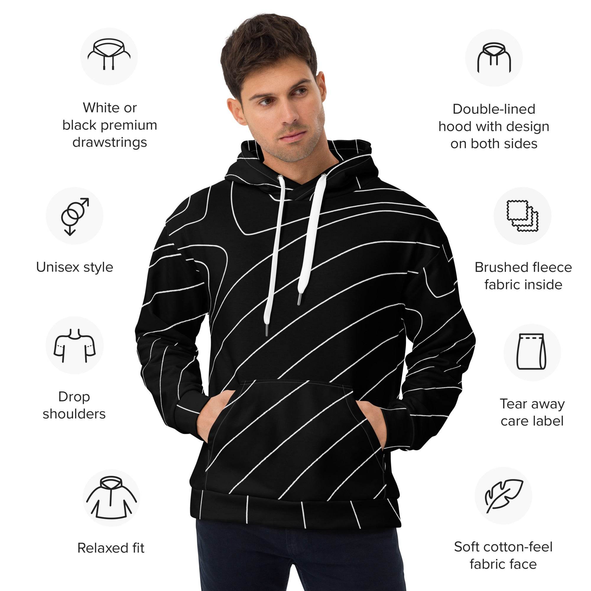 Unisex Hoodie Dynamic Currents - Schwarz - Stay Covered