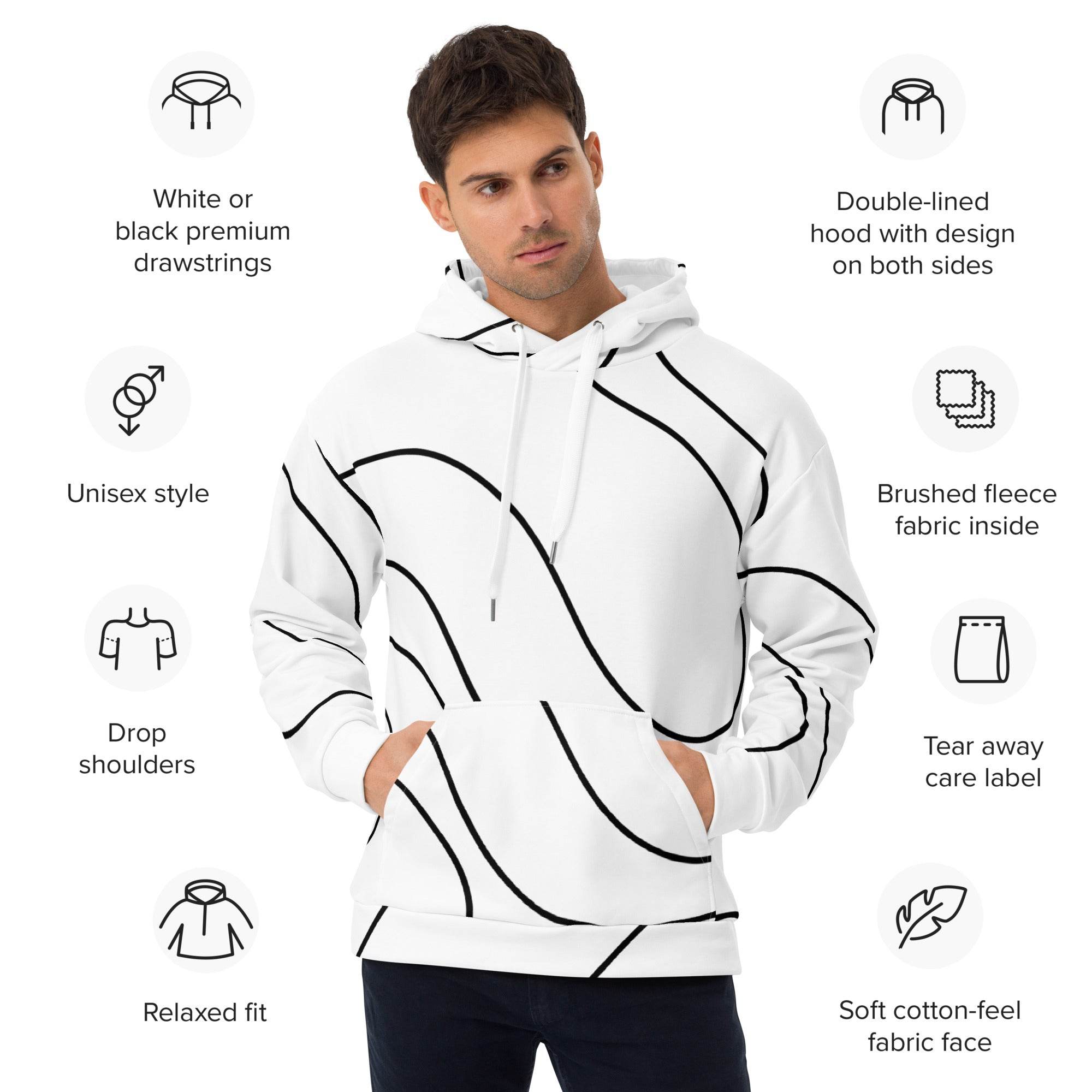 Unisex Hoodie Dynamic Currents - Weiß - Stay Covered