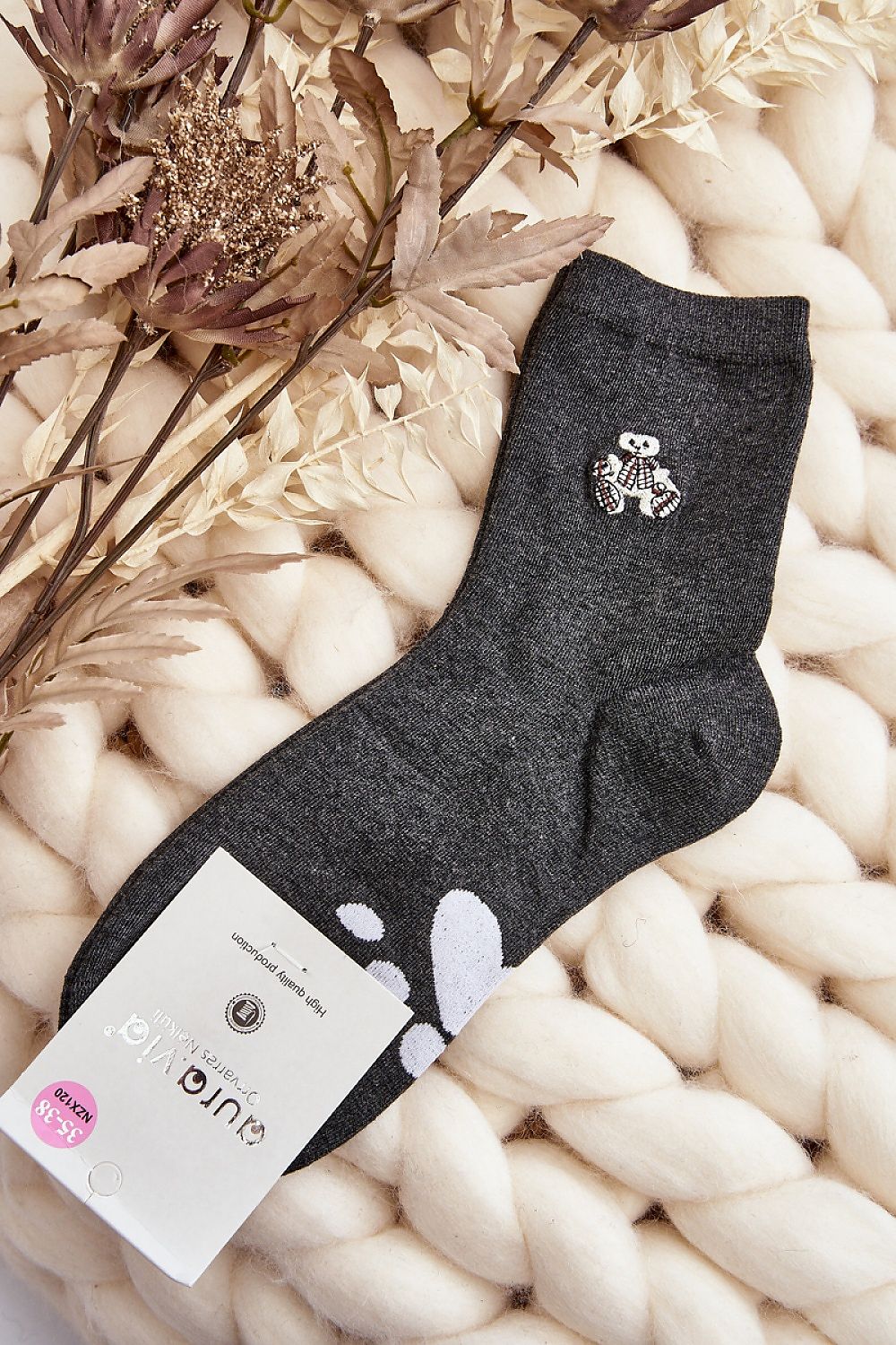 Damen Kuschelsocken mit Teddybär & Herzen – Warme Wintersocken | staycovered.de