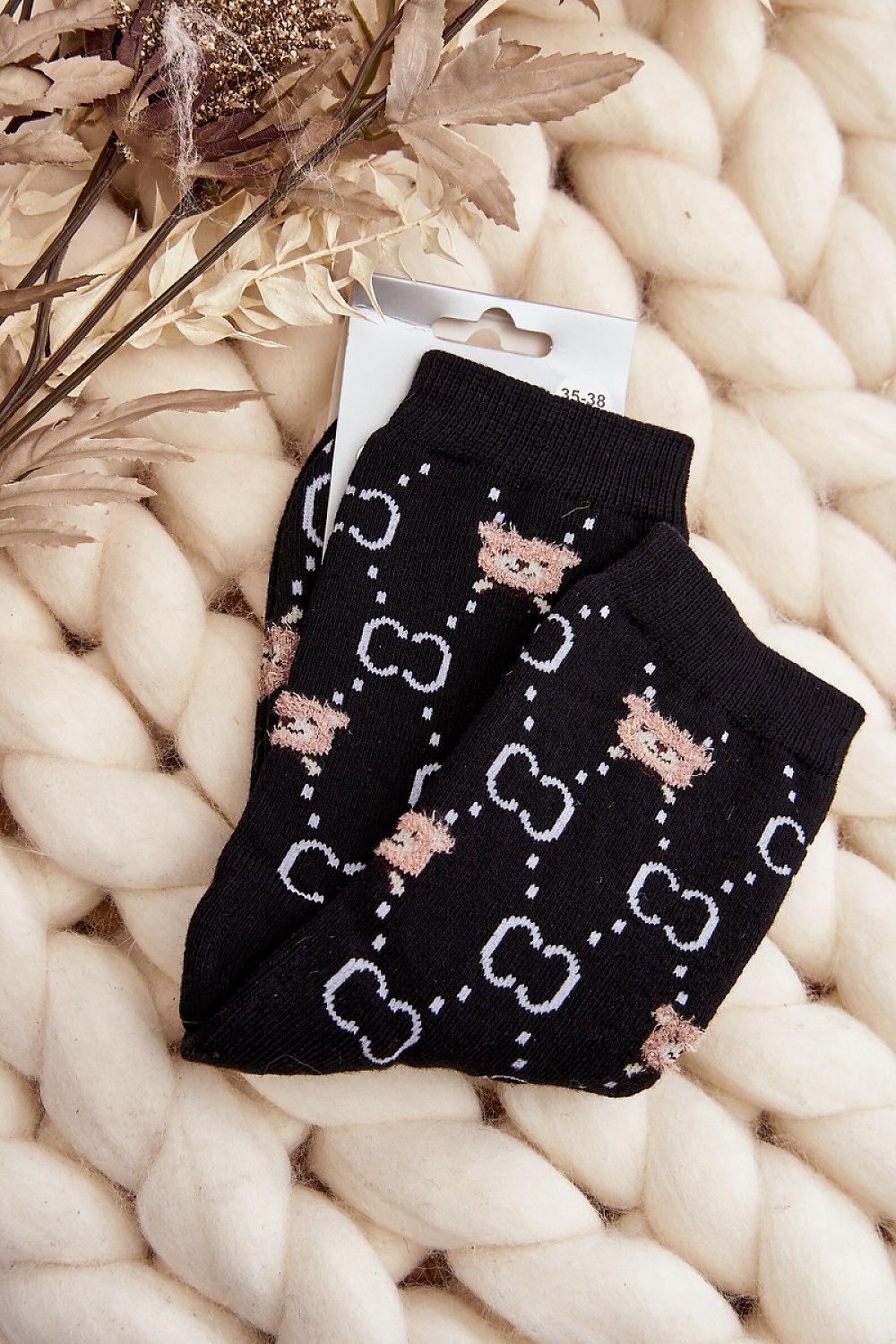 Teddy Kuschelsocken Damen – Warme Wintersocken mit Aufnäher | staycovered.de