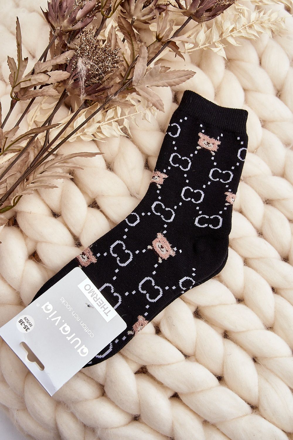 Teddy Kuschelsocken Damen – Warme Wintersocken mit Aufnäher | staycovered.de