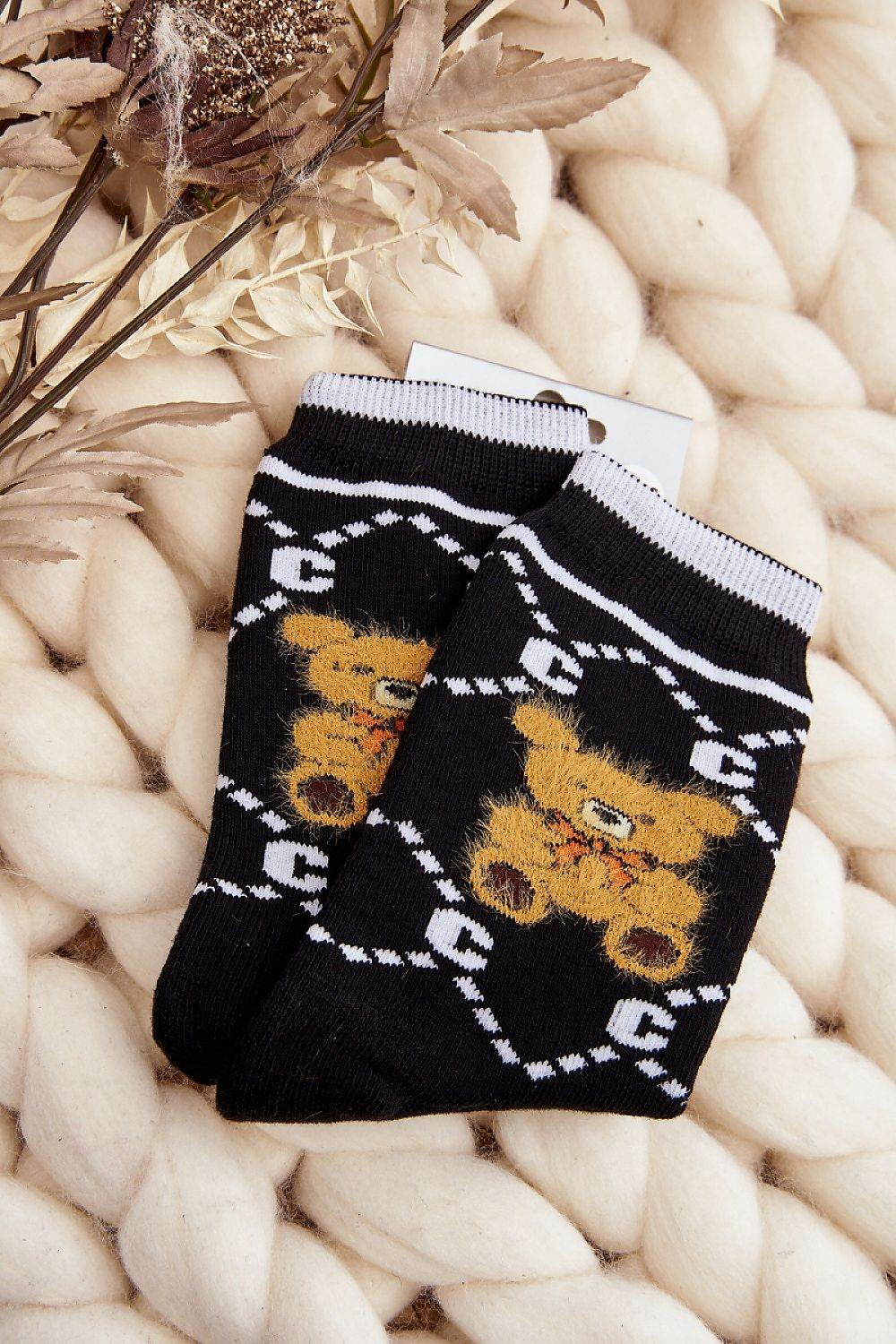 Damen Baumwollsocken mit Teddy-Motiv – Bequem & Niedlich - Stay Covered