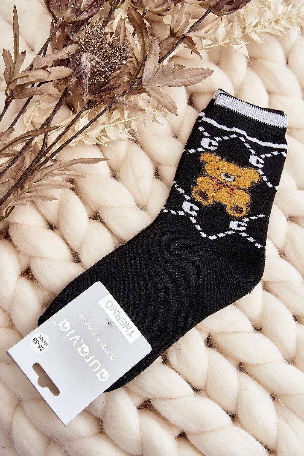Damen Baumwollsocken mit Teddy-Motiv – Bequem & Niedlich - Stay Covered