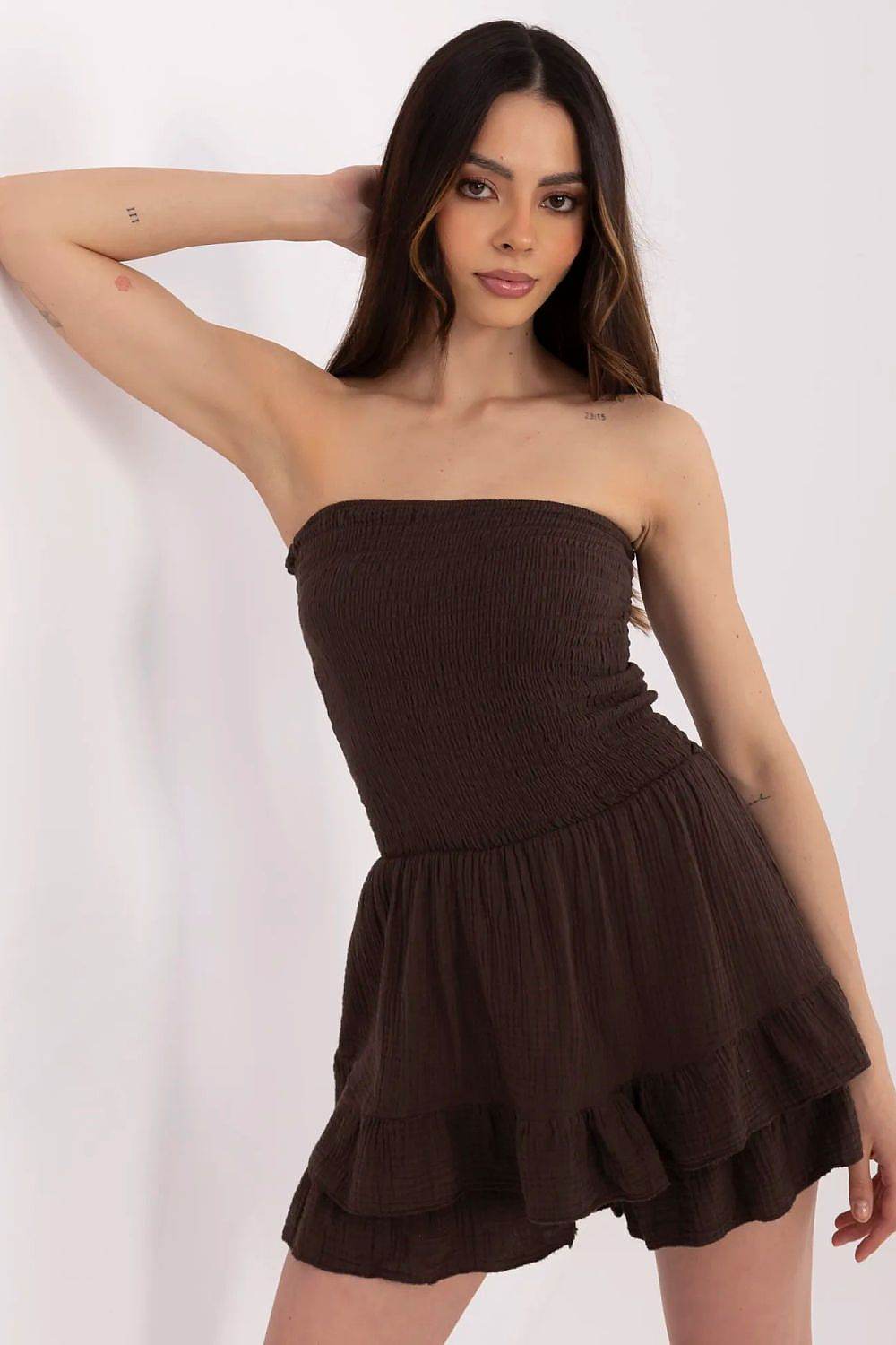 Leichter Damen-Jumpsuit aus reiner Baumwolle braun - Stay Covered