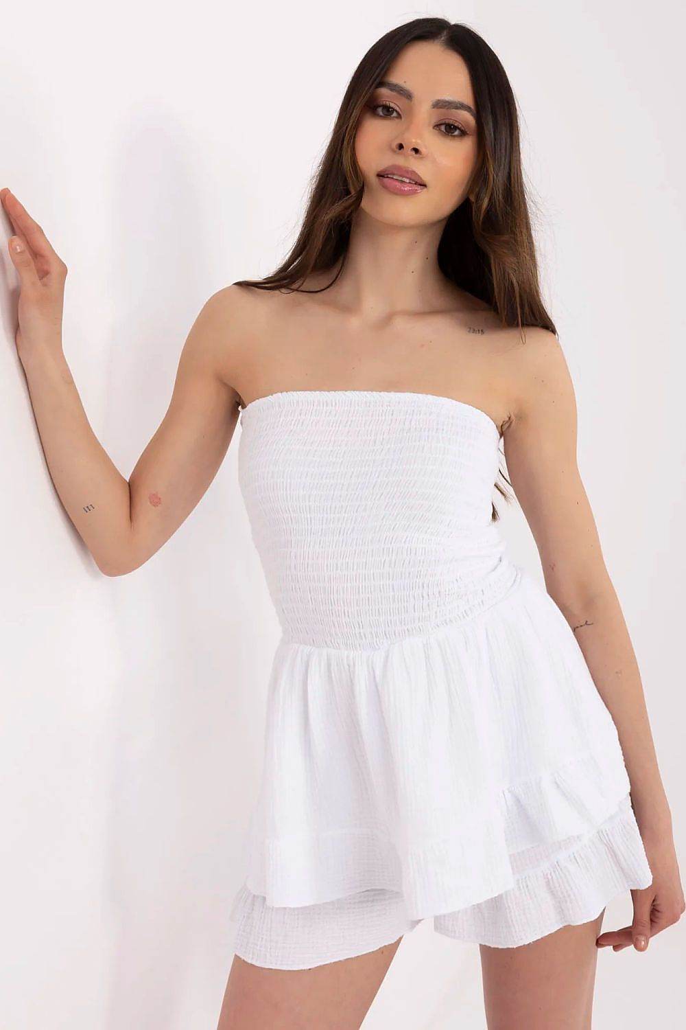 Leichter Damen-Jumpsuit aus reiner Baumwolle weiß - Stay Covered