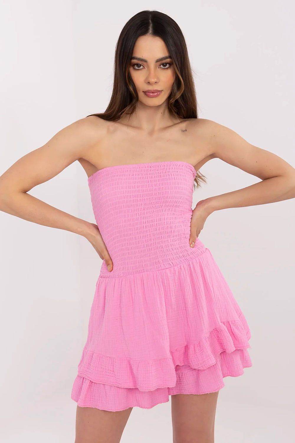 Leichter Damen-Jumpsuit aus reiner Baumwolle rosa - Stay Covered