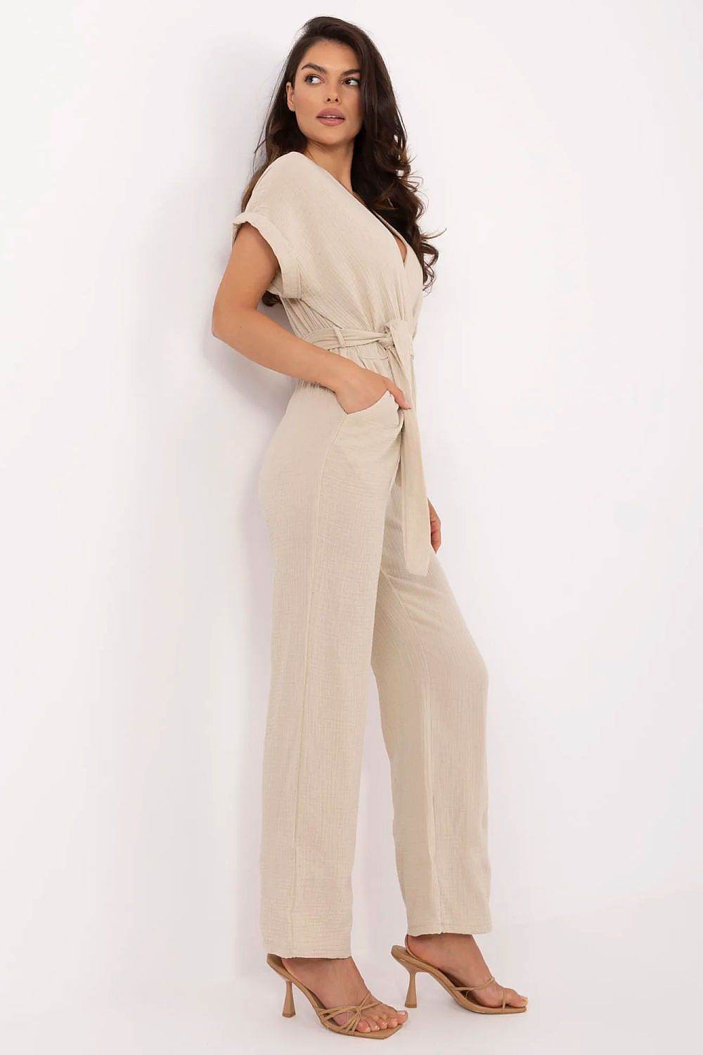 Damen-Overall aus Baumwolle -Beige - Stay Covered