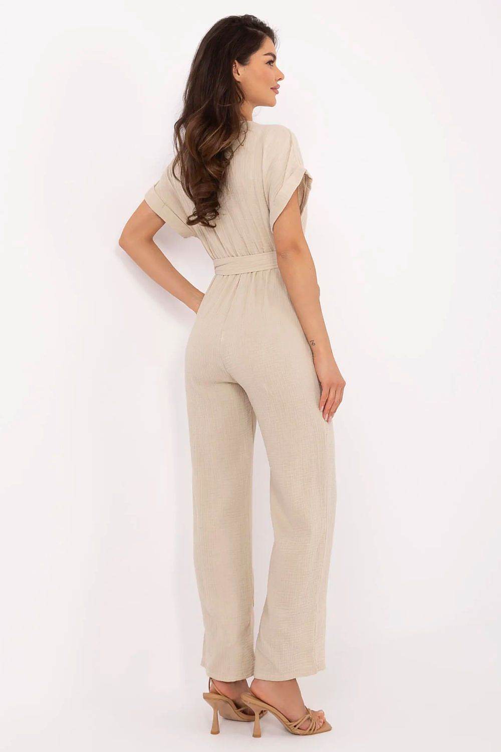 Damen-Overall aus Baumwolle -Beige - Stay Covered