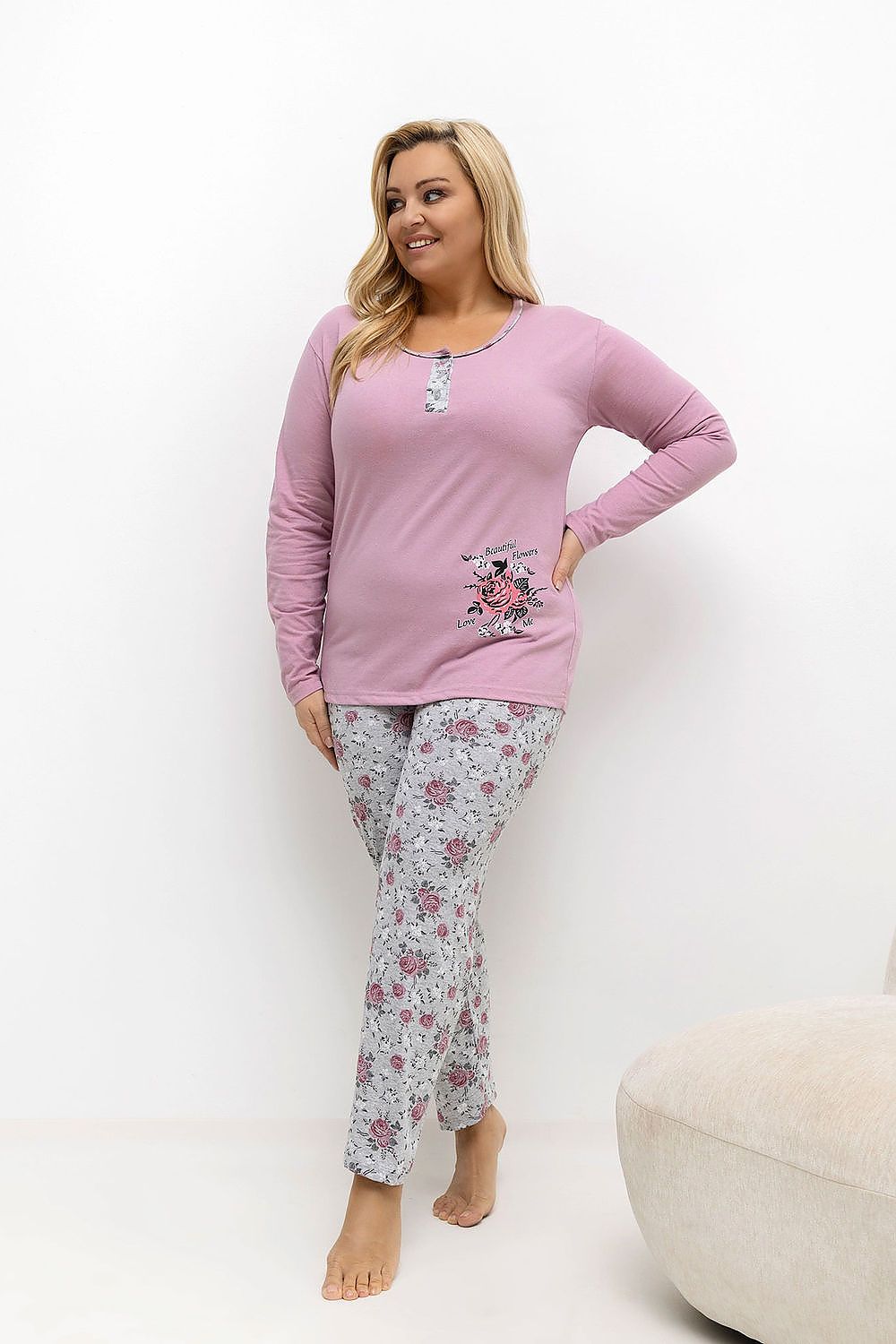  Übergrößen-Pyjama model 221188 Forever Pink 