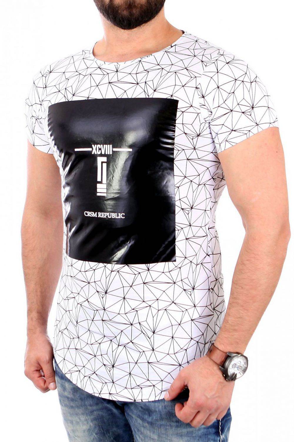 Weißes Herren-T-Shirt mit Spinnennetz-Muster - Stay Covered