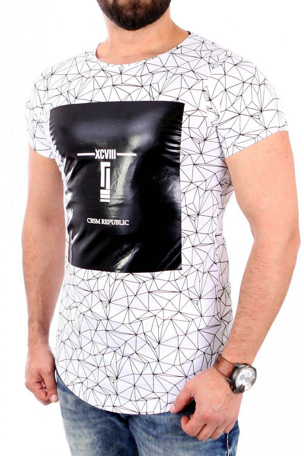 Weißes Herren-T-Shirt mit Spinnennetz-Muster - Stay Covered