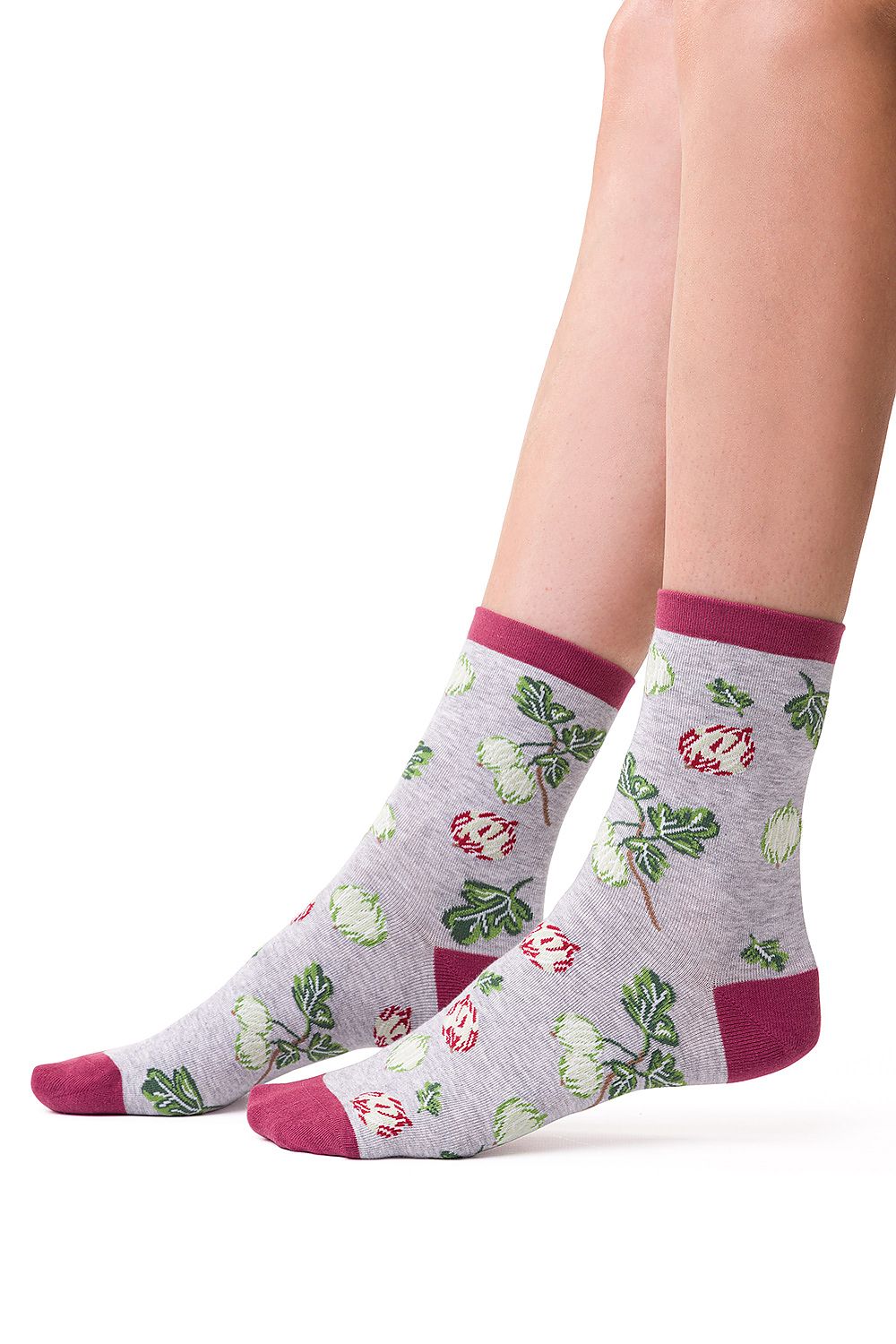 Stachelbeer-Damensocken – Baumwollsocken mit Obst-Motiv | staycovered.de