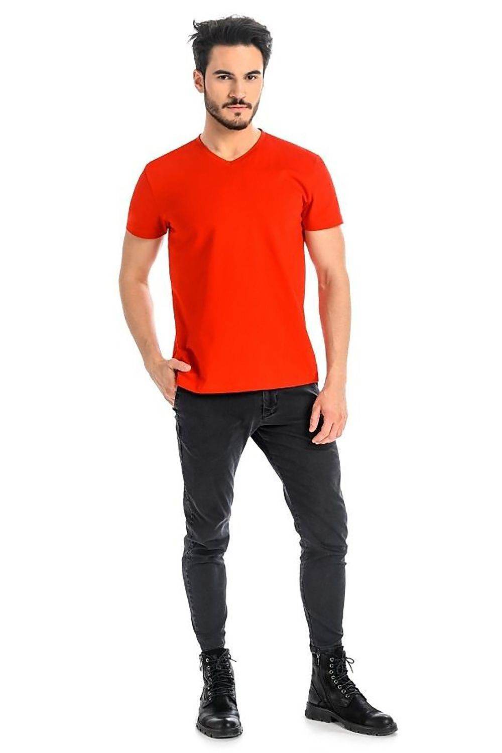 Teyli Herren T-Shirt mit V-Ausschnitt - Rot - Stay Covered