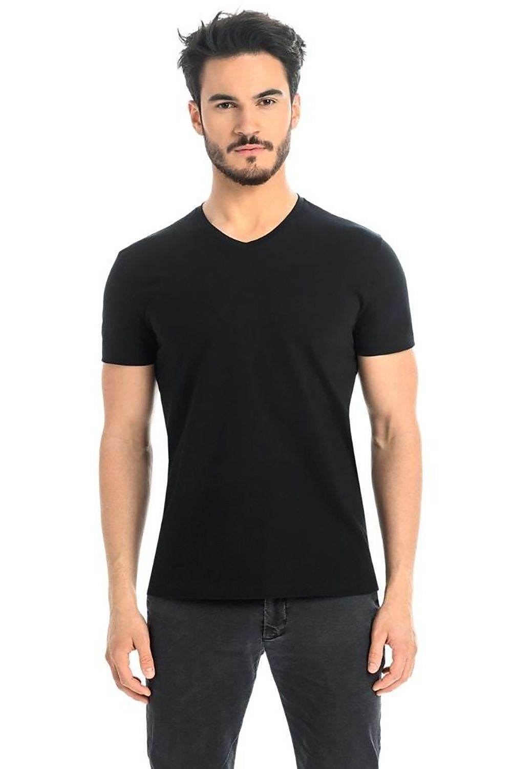 Teyli Herren T-Shirt mit V-Ausschnitt - Schwarz - Stay Covered