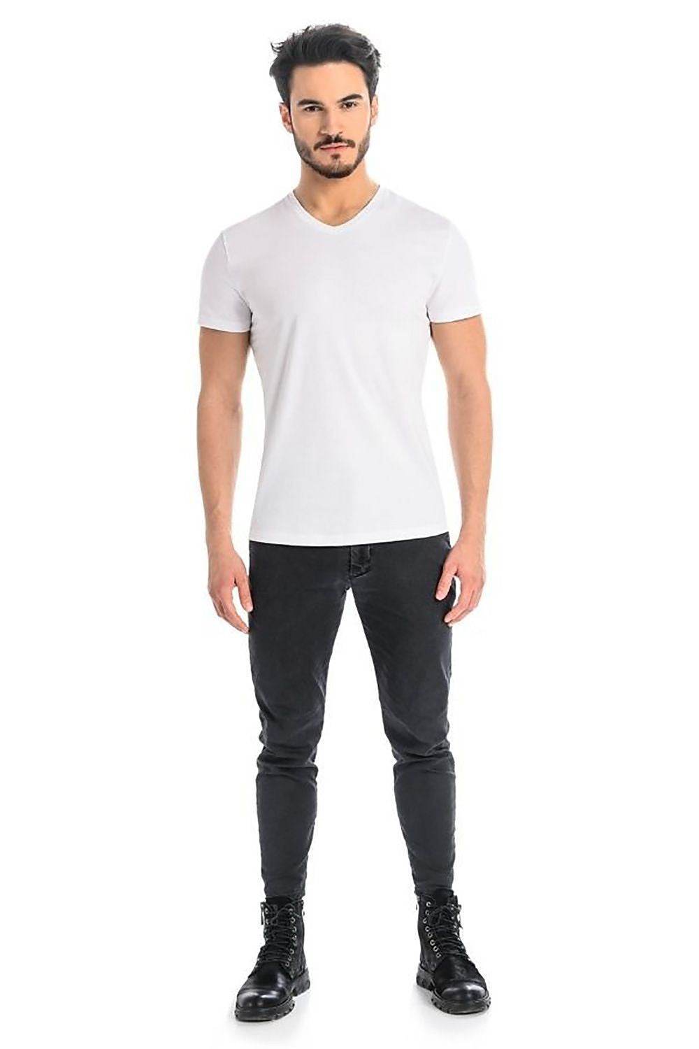 Teyli Herren T-Shirt mit V-Ausschnitt - Weiß - Stay Covered