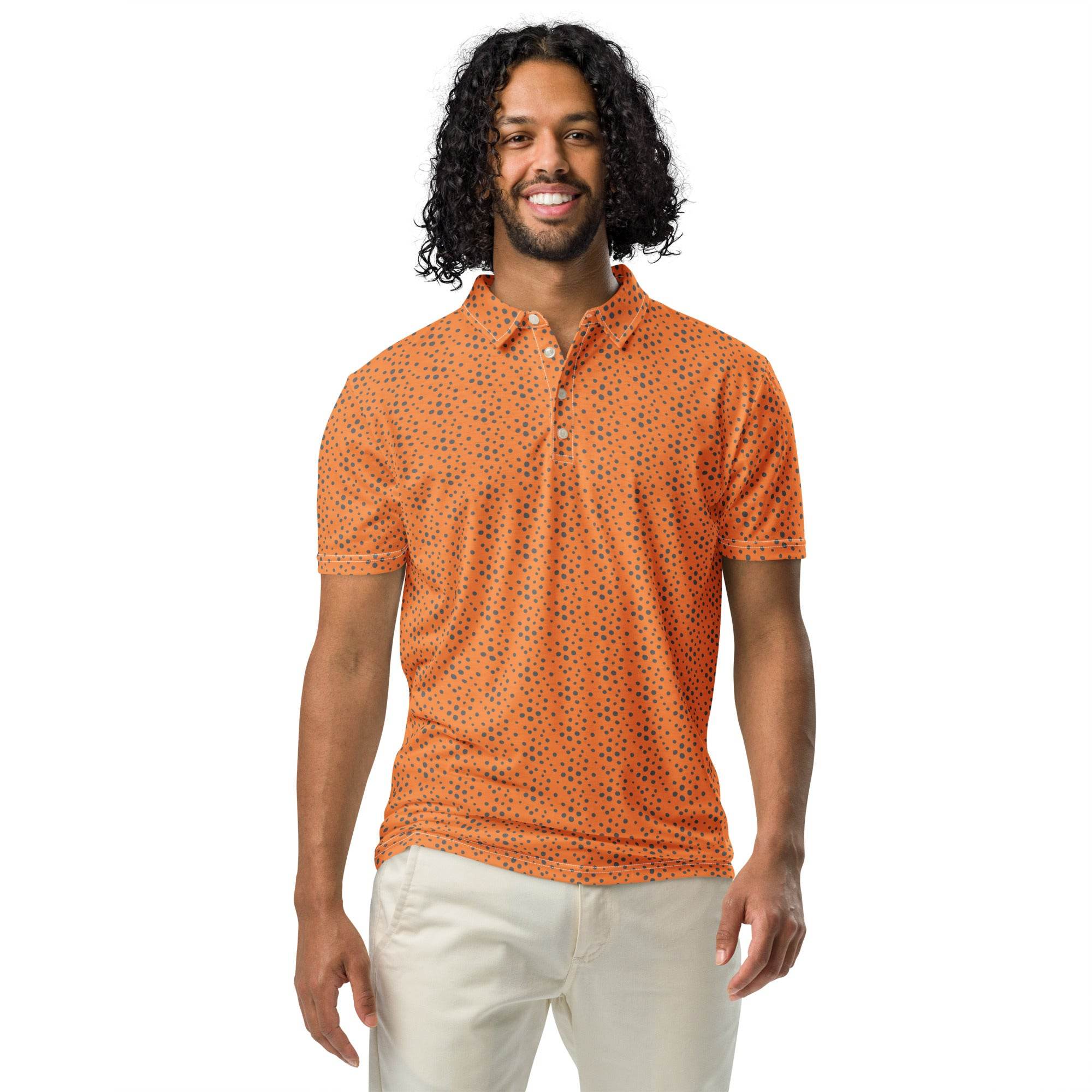 Slim Fit Poloshirt - Orange/Gemustert - Stay Covered